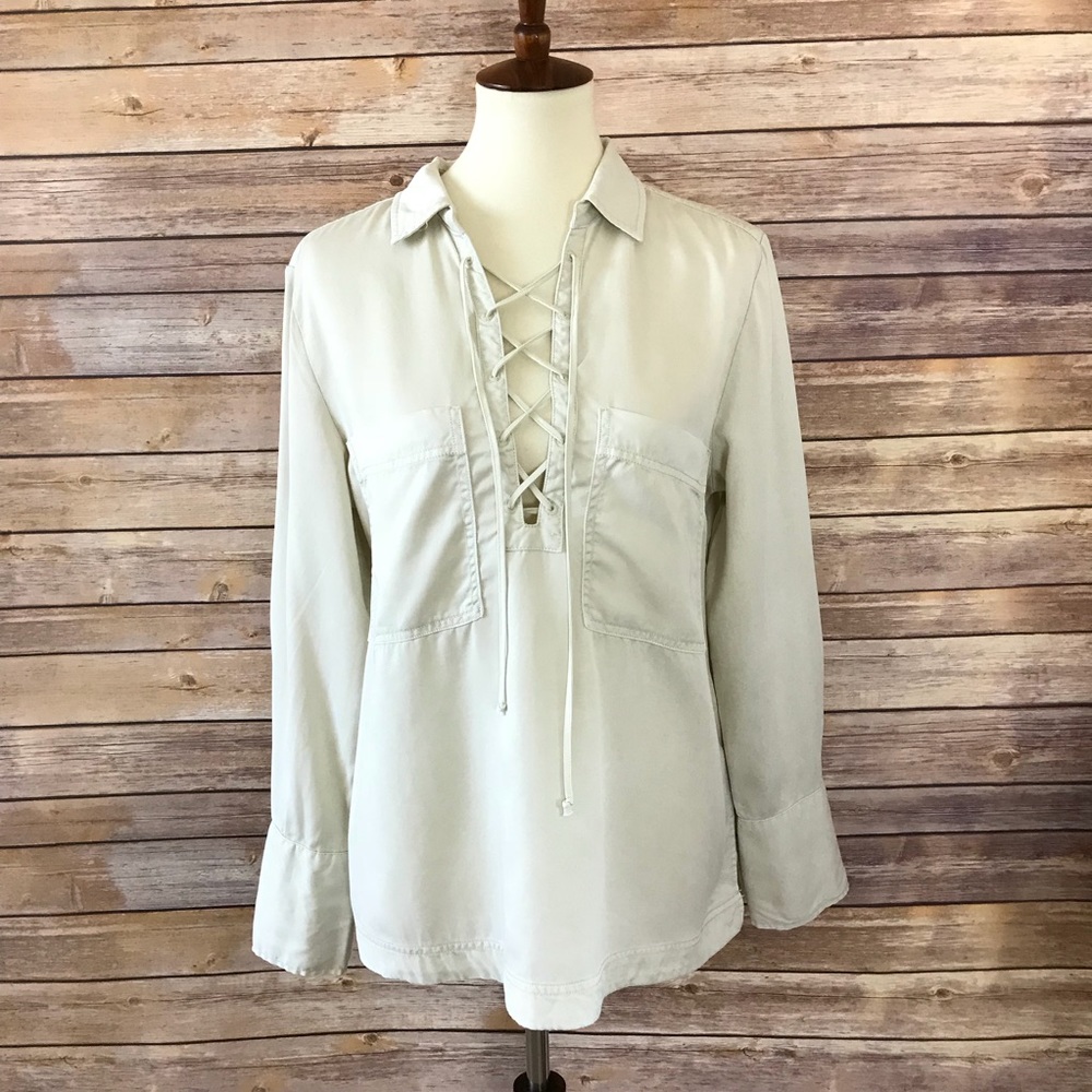 Free People Tencel Lace-Up Shirt Size M